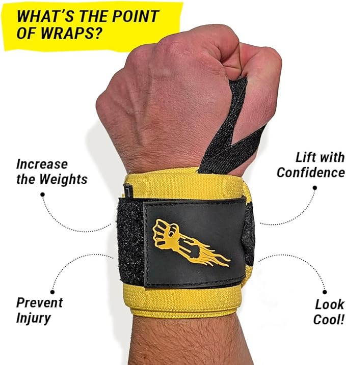 GRIPZILLA Wrist Wraps for Weightlifting Men/Women - Premium Lift Heavier Wrist Straps for Weightlifting, Gym, Carpal Tunnel Wrist Brace Weight Lifting Wrist Wraps with Thumb Loop for Powerlifting, Deadlift