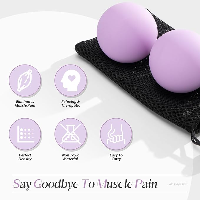 Massage Lacrosse Balls for Myofascial Release,Yoga Deep Tissue Massage,Trigger Point Therapy and Foot Plantar Fasciitis,Muscle Soreness Massager Ball (2 Packs) (Black)