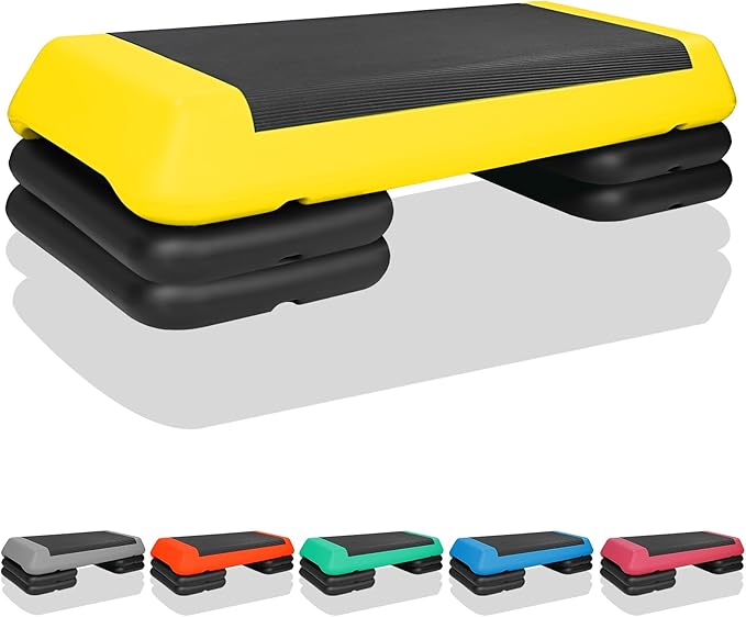 Adjustable Aerobic Stepper Workout Step with 4 Risers Fitness & Exercise Platform Trainer