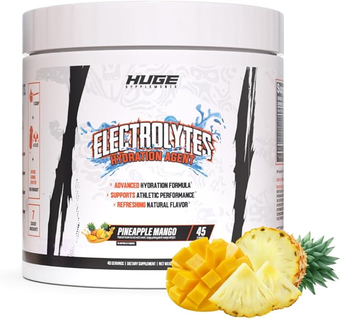 Huge Supplements Electrolytes Powder - Advanced Hydration Formula with Full Electrolyte Profile - Sugar Free, No Artificial Flavors or Colors - 45 Servings (Pineapple Mango)
