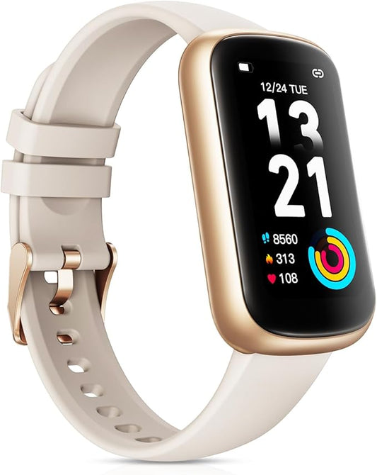 Fitness Tracker Smart Watch, 1.47" Full Touch Health Tracker with 24/7 Heart Rate & Blood Oxygen Monitor, Sleep Tracker, 3ATM Waterproof Step Tracker Activity Tracker for Women Men, Gold Star