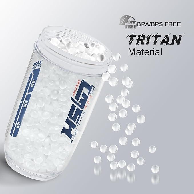 20 oz protein shaker bottle, TRITAN Plastic, BPA/BPS Free Whey Protein Drink Cups for Pre-Workout and Gym, Blender Shaker for Blending Protein Shakes, Overnight Oats and Smoothies (white)