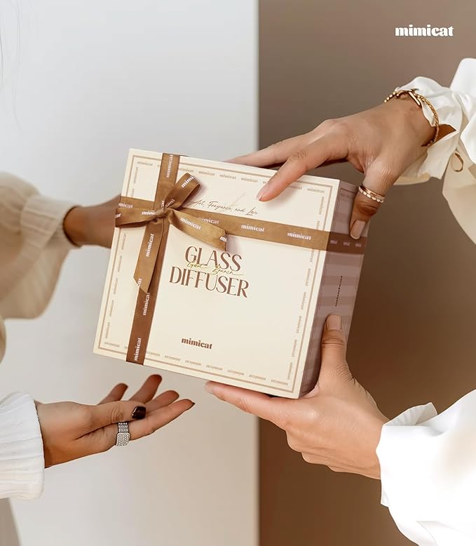 mimicat Quiet Aromatherapy Diffuser Glass: 230ML Ultrasonic Cool Mist Scent for Home with Night Light - Aesthetic for Women Girls