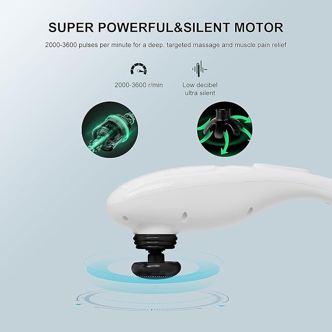 MEGAWISE Cordless Back Massager for Shoulders, Waist, Legs, Rechargeable 3200mAh Battery, 5 Speed and 5 +2 Massage Nodes 5 Hard, 2 Silicone Nodes, Massage While Moving Around (Off White Cordless)
