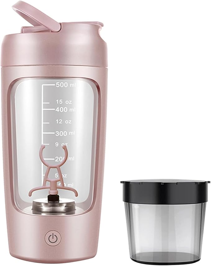 Electric Protein Shaker Bottle with Storage Box,22oz USB Rechargeable Mixer Cup,Made with Tritan, BPA Free, Protein Shakes for Mixer(Pink)