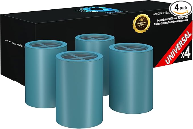 WeAQUA Heavy Duty NO BS Shower Filter Replacement Cartridge – 99% Removal of Hard Water, Chlorine, Heavy Metals & Fluoride – Universal Fit – High Output (4-Pack)