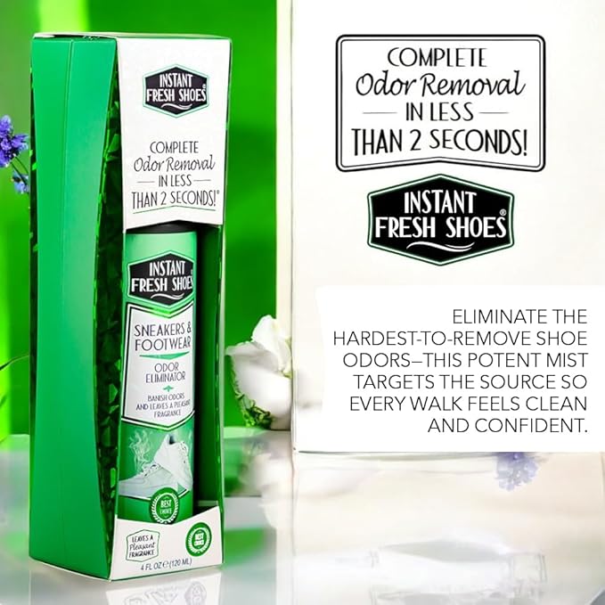 Advance Shoe Deodorizer Spray for Instant Shoe Odor Elimination in less than 2 seconds -For Sneakers, Boots, All Footwear -Also for Gym Bags and Sports Equipment, Lavender Scent – INSTANT FRESH SHOES