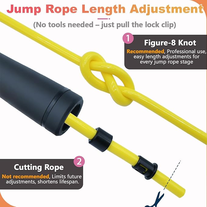 Weighted Jump Rope, 1LB Tangle-Free Ball Bearing Rapid Speed Skipping Rope for Men Women, Adjustable 9mm Cotton & PVC Rope with Alum Handle for Boxing MMA Weight-Loss Athletic Workout Fitness