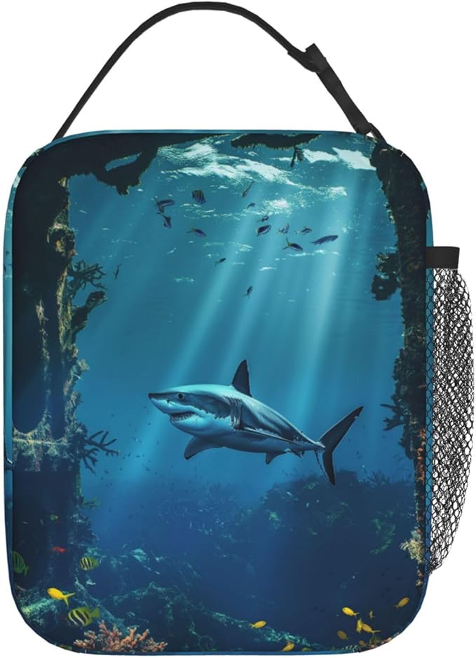 Lunch Box for Women Men, Shark Ocean Insulated Lunch Box Reusable Portable Lunch Bag Cooler Tote Waterproof Lunch Container for Office Picnic Work Travel Hiking
