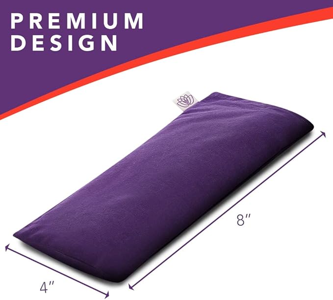 Lotus Weighted Lavender Eye Pillow – Purple Eye Mask for Sleep & Meditation – Aromatherapy Yoga Pillow with Flaxseed – Hot or Cold Compress for Headache & Eye Relief