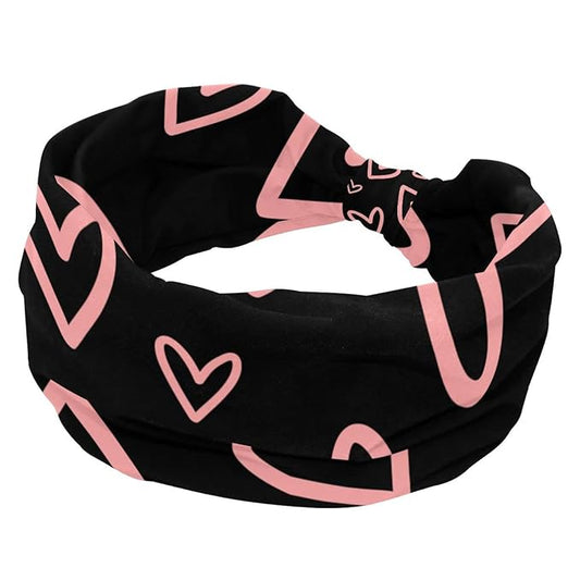 Workout Headband for Women, pink hearts Hairband Non Slip, Sports Headband for Yoga, Running, Gym Fitness