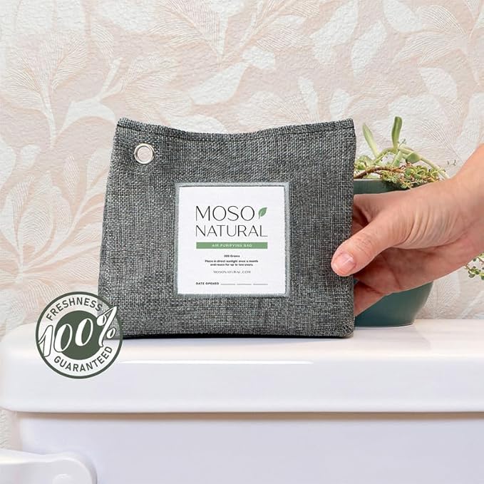 Moso Natural Air Purifying Bag 300g (10.58oz) Premium Bamboo Charcoal Odor Absorber for Home & Pet, Closet Odor Eliminator & Small Room Deodorizer, Charcoal Bags Last 2 Years, Unscented (5 Pack)