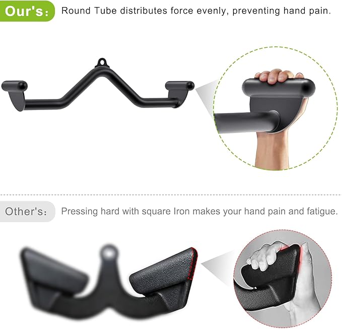 SELEWARE Triceps LAT Pulldown Attachments Home Gym Workout Accessories with Non-Slip Soft Rubber Grip Cable Machine Attachments Triceps Rope Double D Row Handle Pull Down Bar Straight Bar Exercise