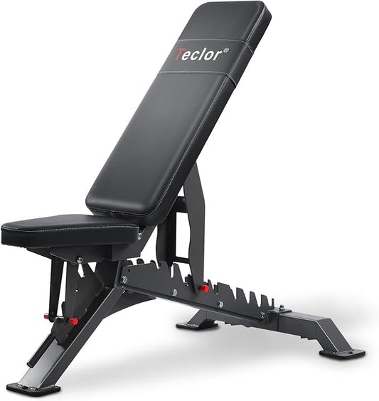 Adjustable Weight Bench with 1400LB Capacity for Home Gym,Heavy Duty Bench,Adjustable Foldable Decline Bench Press, Incline Flat Sit-Ups - Best Home Workout Equipment with Wheels,Black