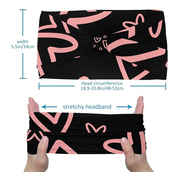 Workout Headband for Women, pink hearts Hairband Non Slip, Sports Headband for Yoga, Running, Gym Fitness