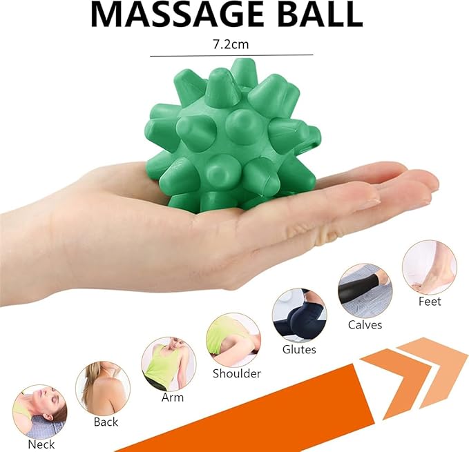 Massage Roll Balls, 2 Pack Spiky Massage Balls Deep Tissue Trigger Point and Myofascial Release for Plantar Fasciitis Relief, Muscle Recovery, 2.8 Inch Diameter (Red)