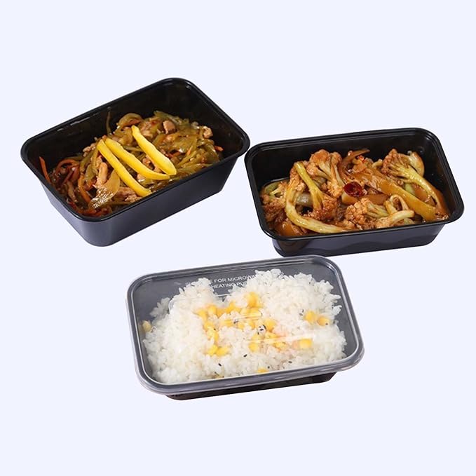 100pc 24 Oz Meal Prep Containers disposable, Plastic Food Take Out Containers With Lid, Take Out Containers Disposable, Reusable food storage containers,Microwave Freezer Dishwasher Safe