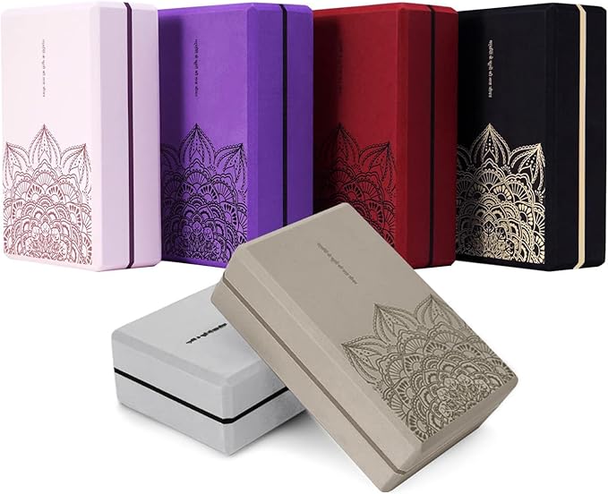 nuveti Yoga Blocks Set of 2, High Density Yoga Brick Foam Blocks to Improve Strength, Flexibility and Balance Brick Foam Blocks