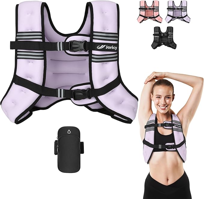 Weighted Vest 5lb/8lb/10lb/15lb/20lb/25lb/30lb Weight Vest Woman Men with Reflective Stripe, Rucking Running Vests for Women Workout Walking Strength Training Weight Loss Fitness Weightlifting