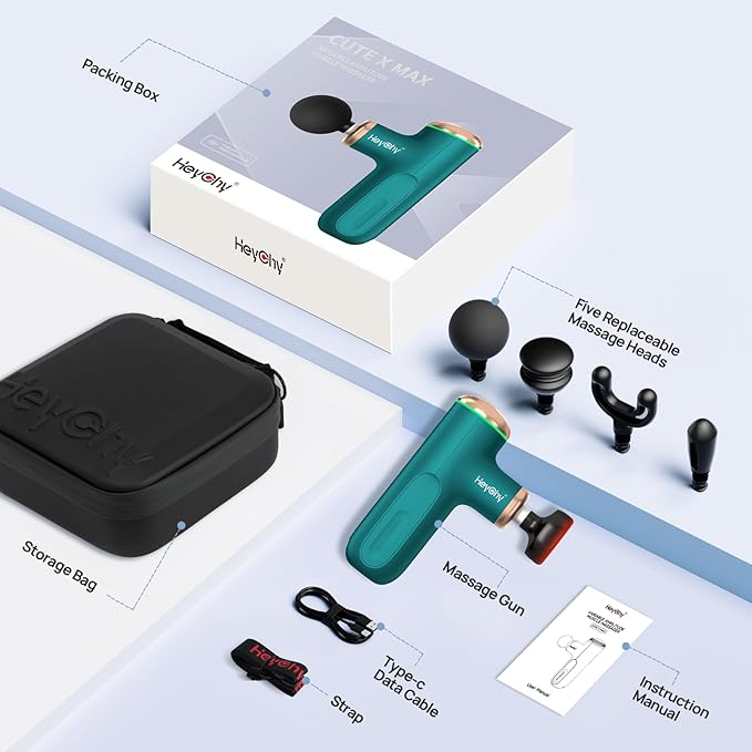 Mini Massage Gun with Heat Function, Heated Massage Head for Deep Tissue Pain Relief, Portable Muscle Massager for Athletes, Compact Percussion Gun