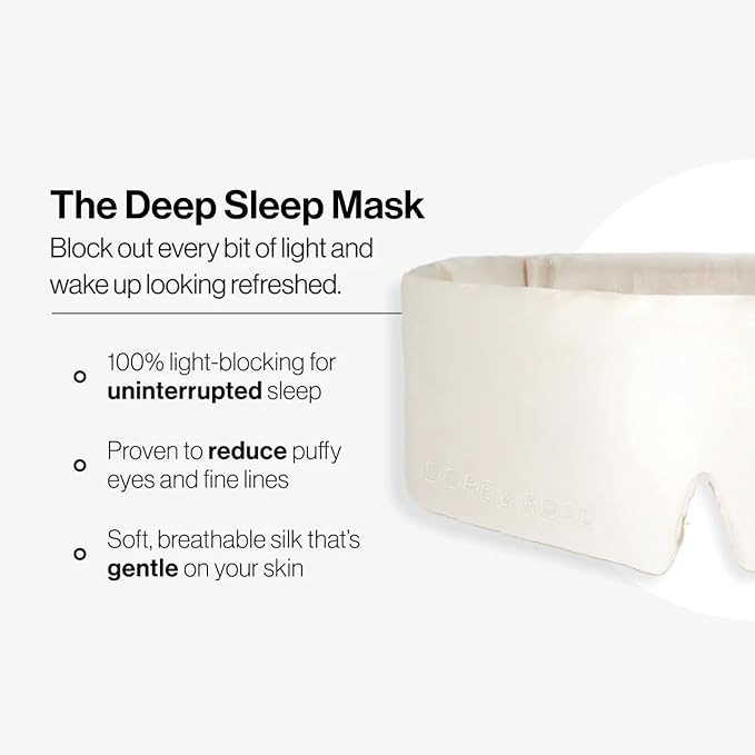 Dore & Rose Deep Sleep Mask Light Blocking, 23 Momme Mulberry Silk Eye Mask, Ultra Soft, Adjustable - Travel Sleeping Mask for Men & Women - Champagne