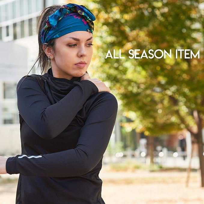 CHARM Tie-Dye Womens & Mens Workout Headband, Hand-dyed Elastic Hippie Tie Sweatband for Sports & Fashion