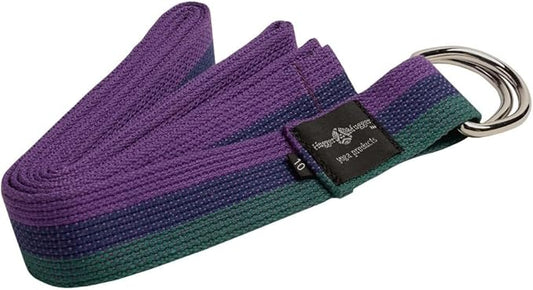 Hugger Mugger D-Ring Cotton Yoga Strap - Super Strong Cotton, Metal D-Ring Buckle, Multiple Lengths Available