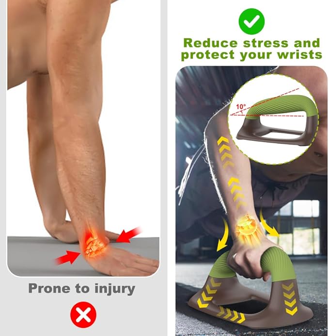 Push Up Bars – Ergonomic Pushup Handles for Floor Strength Training, Non-Slip Push-Up Stands with Soft Grip, Pushups Bars for Home Gym Workout