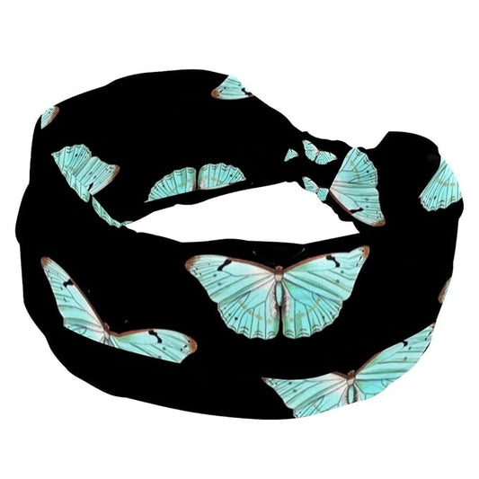 Butterfly on Black Background Headbands for Women, Fashion Wide Headband Hair Wrap for Daily Use Sport Yoga Running