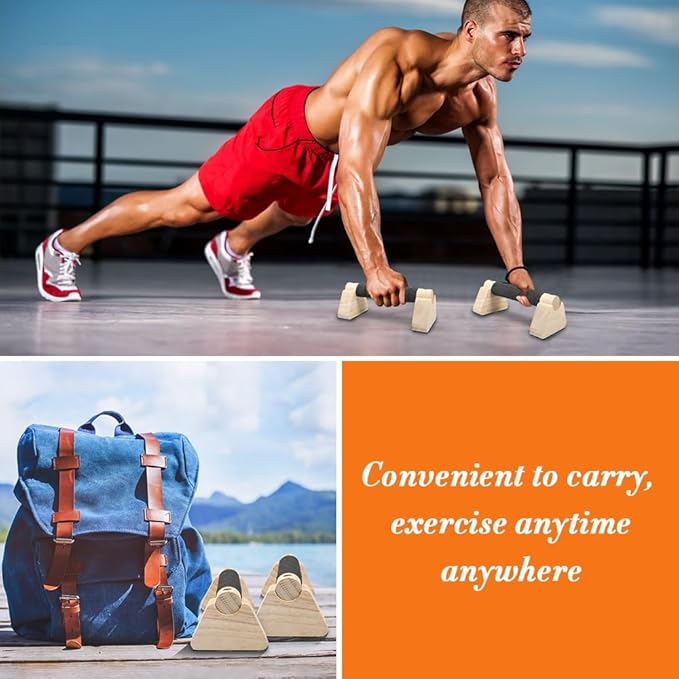 Wooden Parallettes Bars, Calisthenics Equipment for Handstand Training, Mini Handle Pumps, Push Up Bars Fitness, Calisthenics Bar, Handstand Blocks and Pushup Handles for Men