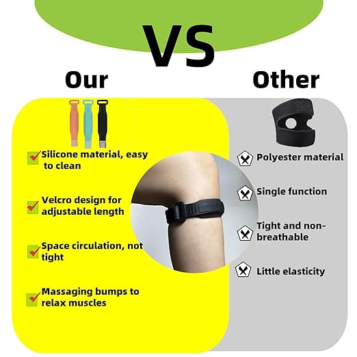 Patellar Tendon Support Strap 2pcs: Adjustable Silicone Knee Brace for Pain Relief, Tendonitis & Basketball Running Support (Women) (Dark)