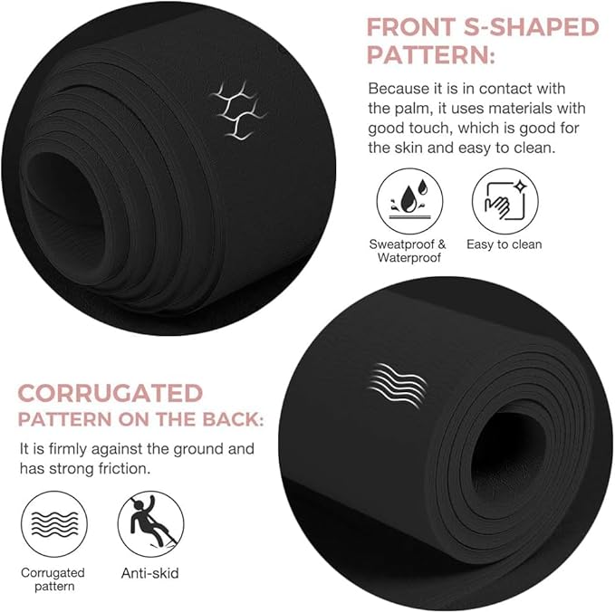 Yoga Mat Non Slip TPE Extra Wide Yoga Mat with Alignment Mark, 72"L x 32"W x 0.32"/0.24"Th (183cm x 80cm x 8mm/6mm), Anti-Tear Exercise Mat with Carrying Strap and Bag, Workout Mats for Yoga, Pilates