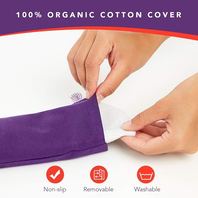 Lotus Weighted Lavender Eye Pillow – Purple Eye Mask for Sleep & Meditation – Aromatherapy Yoga Pillow with Flaxseed – Hot or Cold Compress for Headache & Eye Relief