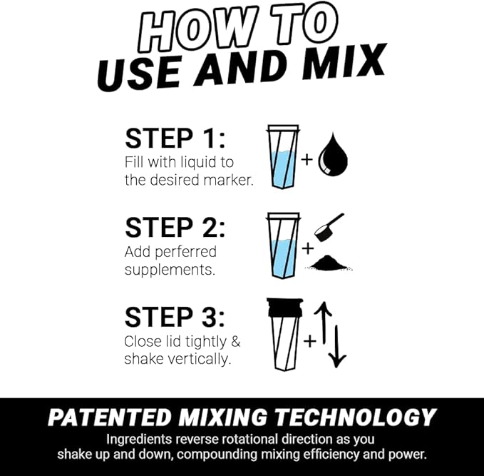 HELIMIX 1.5 Vortex Blender Shaker Bottle Holds Upto 20oz | No Blending Ball or Whisk | USA Made | Portable Pre Workout Whey Protein Drink Shaker Cup | Mixes Cocktails Smoothies Shakes | Top Rack Safe