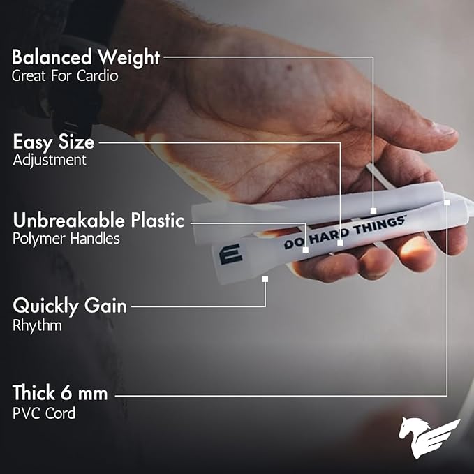 Elite Jumps | 6mm PVC Jump Ropes for Fitness | Indoor/Outdoor Adjustable Boxing Jump Rope w/Unbreakable Handles & Ultra-Durable Non-Kinking PVC | Skipping Rope for Men & Women & Boxer Rope Jump Rope