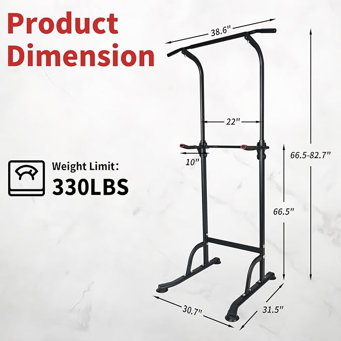 Adjustable Height Dip Bar Station, Heavy Duty Dip Station Push Up Bar for Home Gym,Multi-function Dip Station Pull Up Bar Full Body Strength Training Workout Fitness Equipment for Tricep Dips