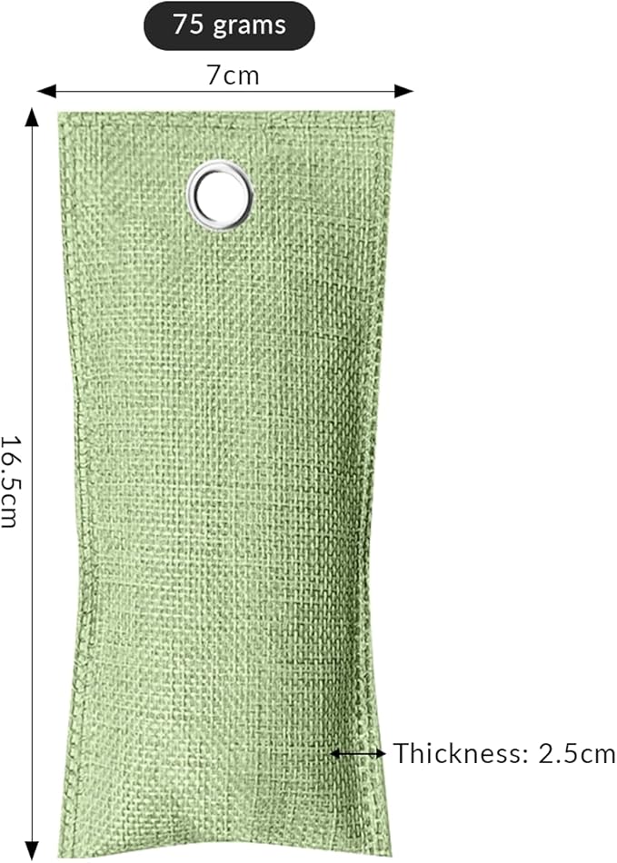 4 Pack charcoal odor absorber,Bamboo Charcoals Air Purifying Bag Charcoals Deodorizer Eliminator for Strong Odors in Car, Closet, Shoe, Basement (75G*4 Pack Light Green-2, Unscented)