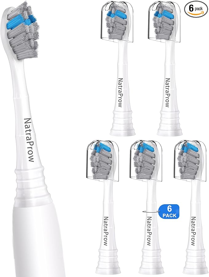 NatraProw Toothbrush Heads for Sonicare Replacement Heads,Brush Heads Compatible with Philips Sonicare Snap-On Electric Toothbrush,Bamboo Charcoal Bristle,6 Count