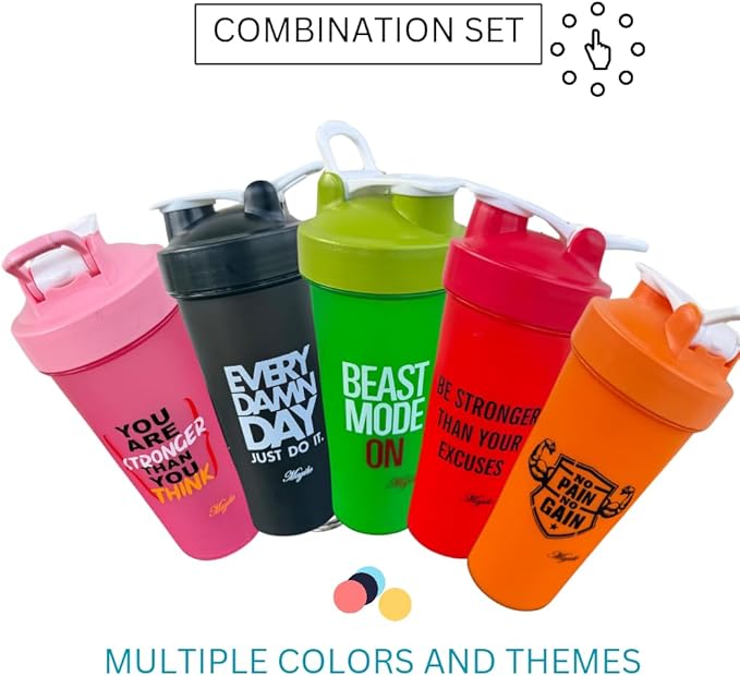 Magiko Blender Shaker Bottles for Protein, 28oz Portable Leakproof Pre-Workout Nutrition Water Bottle, BPA-Free Gym Protein Shaker for Sports & Outdoor Motivational Protein Shaker (White Blue)