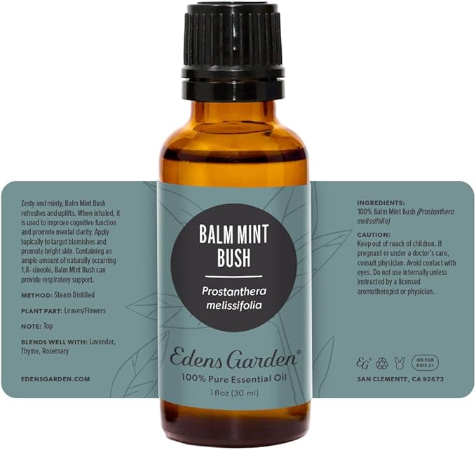 Edens Garden Balm Mint Bush Essential Oil- 100% Pure Premium Grade, Undiluted, Natural, Therapeutic, Aromatherapy, The Best for Diffuser, Skin, Laundry, Humidifiers 30 ml (1 fl oz)