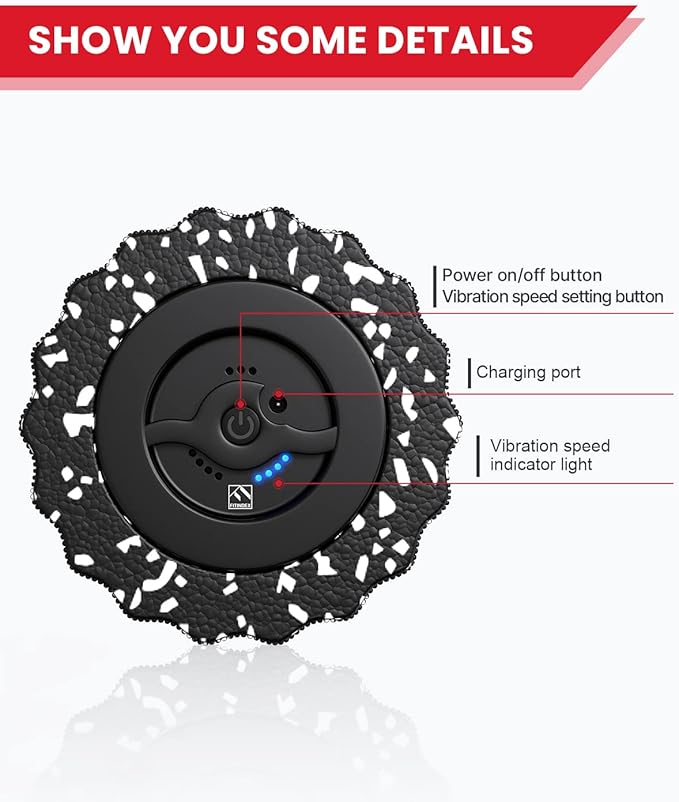 FITINDEX Vibrating Foam Roller for Muscle Deep Tissue, Back Pain Relief, Leg Foot Neck Massager, Exercise, Pilates, Muscle Recovery, Physical Therapy, 4-Speed, Rechargeable, Black