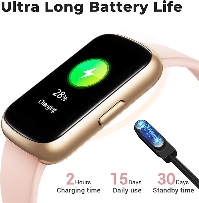 Fitness Tracker Smart Watch, 1.47" Full Touch Health Tracker with 24/7 Heart Rate & Blood Oxygen Monitor, Sleep Tracker, 3ATM Waterproof Step Tracker Activity Tracker for Women Men, Rose Pink