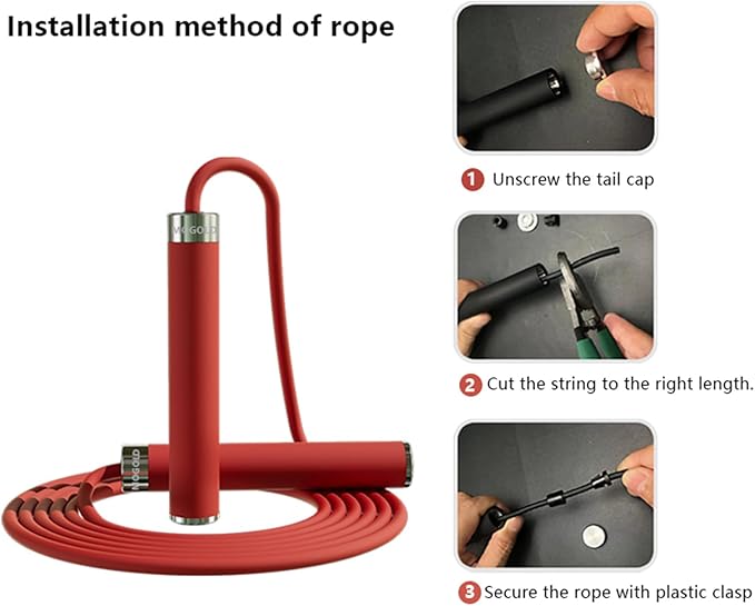 Adjustable Jump Rope for Home Fitness - 5mm PVC Cord with Ball Bearings, Anti-Slip Rubber& Alloy Handles for Beginners, Weight Loss Workout in Home/School/Gym