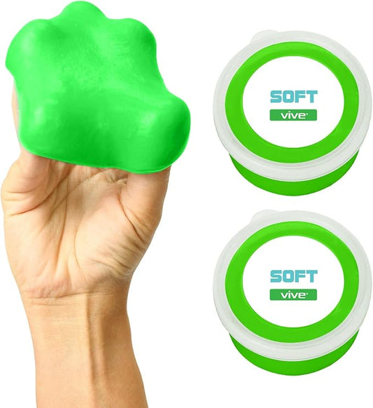 Vive Therapy Putty for Adults, for Hand Therapy (2 Pack) - Occupational Sensory Stress Relief Tools - for Physical Exercise, Finger Pain, Grip Strength, Rehab, Arthritis, Forearms, Fidgeting, Motor