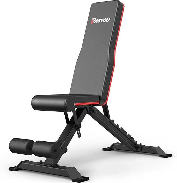 PASYOU Adjustable Weight Bench Full Body Workout Multi-Purpose Foldable Incline Decline Exercise Workout Bench for Home Gym
