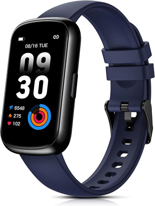 Fitness Tracker for Women Men, Smart Watch Band with 24/7 Heart Rate Blood Oxygen Sleep Monitor, Calories Step Tracker Pedometer 3ATM Waterproof Activity Tracker for Android iOS, Midnight Blue