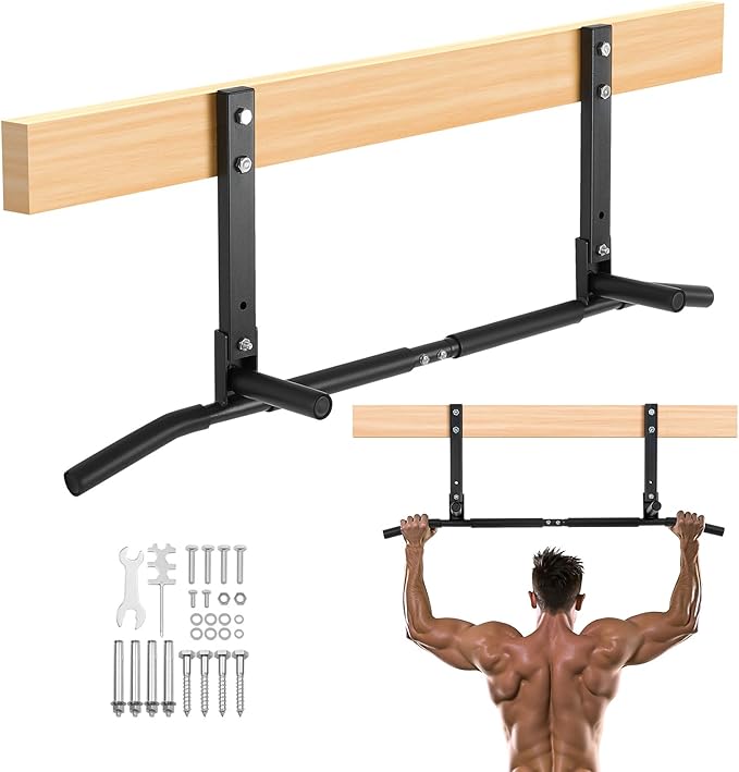 VEVOR Joist Mount Pull Up Bar, Ceiling Mounted Chin Up Bar for Home Gym, Multi-Grip Pull Ups, 42 in Width Multifunctional Training Station, Heavy Duty Steel Upper Body Workout Bars, 440 lbs Capacity