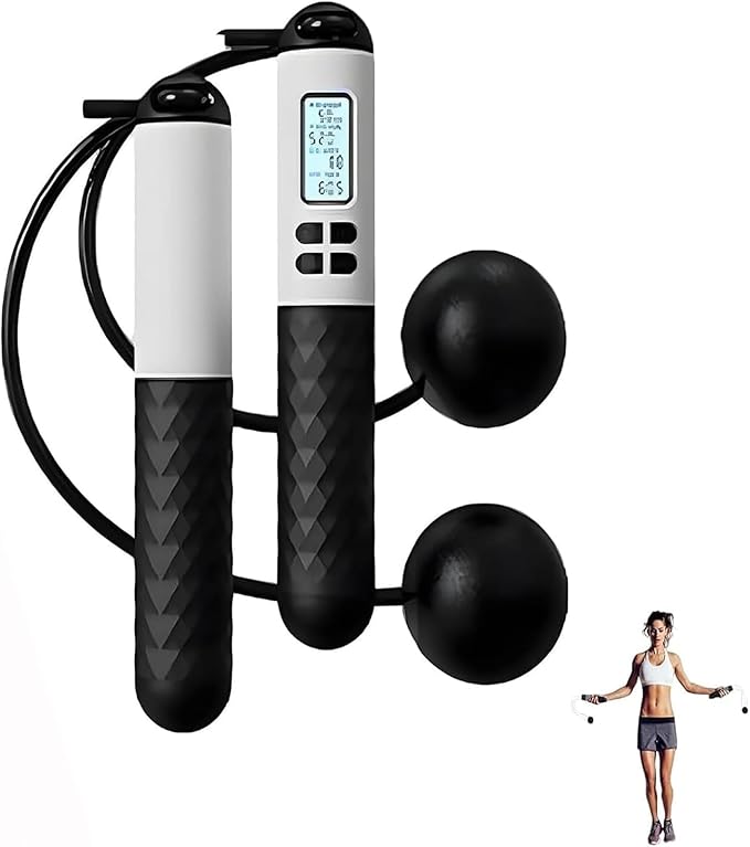 Indicatek Skipping Rope with Counter, Cordless Jump Rope, Smart Weighted Cord with Lcd Display, Adjustable Digital Counting Skipping Tool, Tangle-Free Wireless String for Fitness