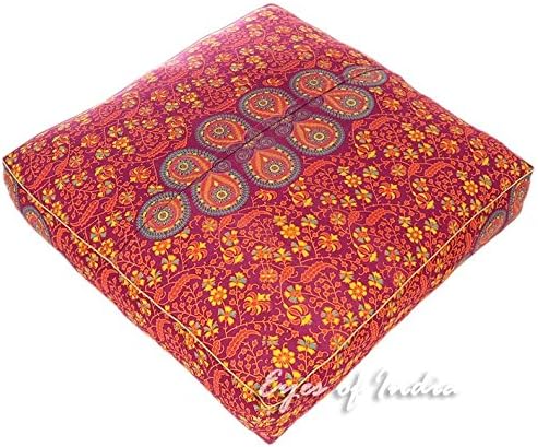 Eyes of India - Mandala Floor Pillow Cover Meditation Cushion Seating Throw Hippie Round Colorful Decorative Bohemian Indian Pouf Ottoman Handmade Cover ONLY (Burgundy, 35" x 35")