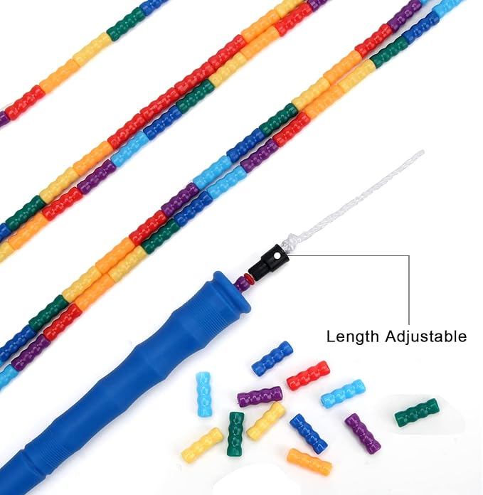 Coolrunner 16 FT Long Jump Rope(2 PACK), Double Dutch Jump Ropes, Soft Beaded Skipping for Kids Adults, Plastic Segmented Long Enough for 4-5 Jumpers
